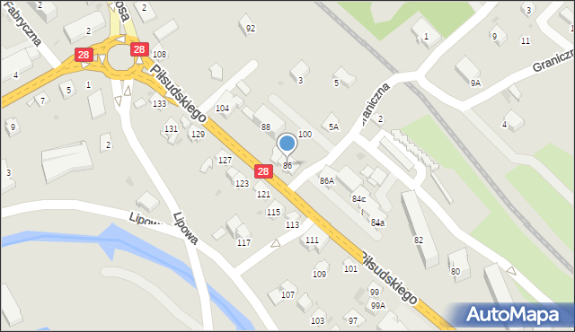 Limanowa, Piłsudskiego Józefa, marsz., 86, mapa Limanowa