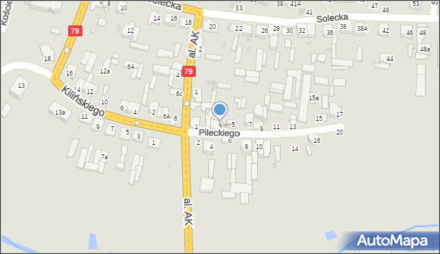 Lipsko, Pileckiego Witolda, rtm., 3, mapa Lipsko