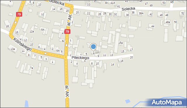 Lipsko, Pileckiego Witolda, rtm., 7, mapa Lipsko