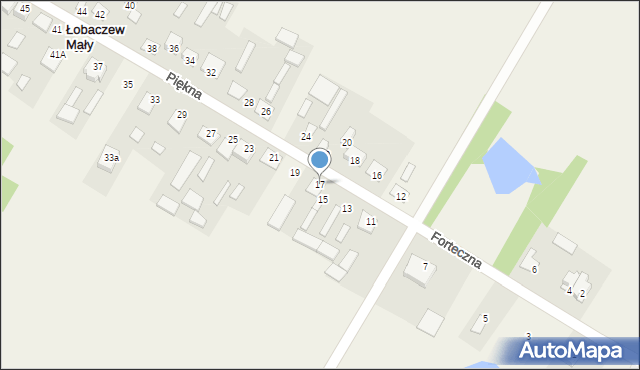 Łobaczew Mały, Piękna, 17, mapa Łobaczew Mały