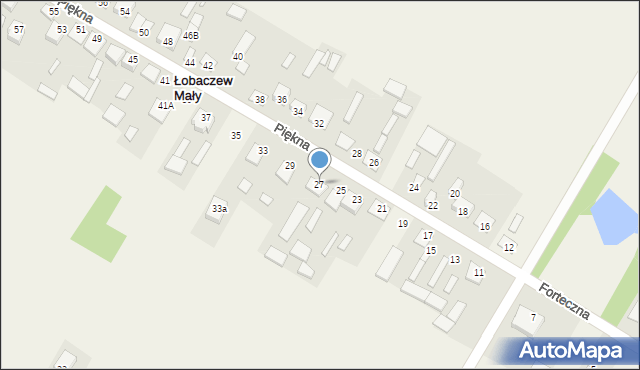 Łobaczew Mały, Piękna, 27, mapa Łobaczew Mały