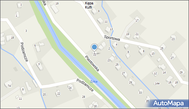 Łodygowice, Piastowska, 21, mapa Łodygowice