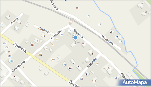 Łodygowice, Piekarska, 16, mapa Łodygowice