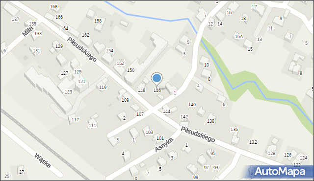 Łodygowice, Piłsudskiego Józefa, marsz., 146, mapa Łodygowice