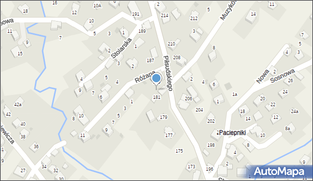 Łodygowice, Piłsudskiego Józefa, marsz., 183, mapa Łodygowice