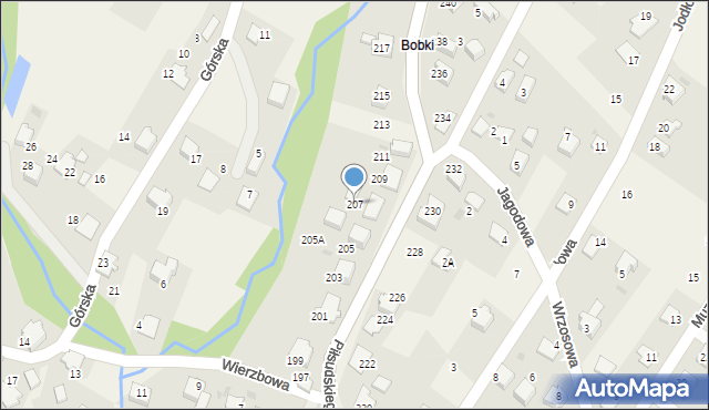 Łodygowice, Piłsudskiego Józefa, marsz., 207, mapa Łodygowice