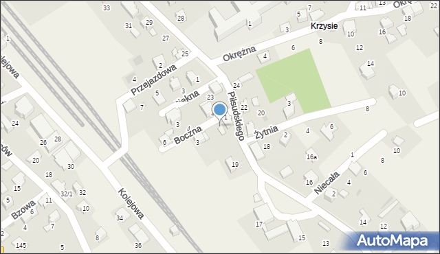 Łodygowice, Piłsudskiego Józefa, marsz., 21, mapa Łodygowice