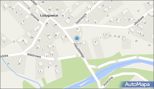 Łodygowice, Piłsudskiego Józefa, marsz., 72, mapa Łodygowice