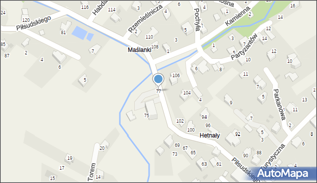 Łodygowice, Piłsudskiego Józefa, marsz., 77, mapa Łodygowice