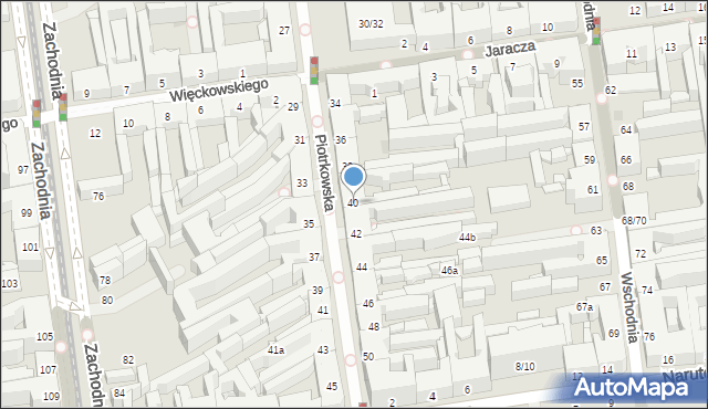 Łódź, Piotrkowska, 40, mapa Łodzi