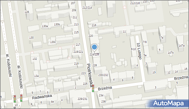 Łódź, Piotrkowska, 224/226, mapa Łodzi