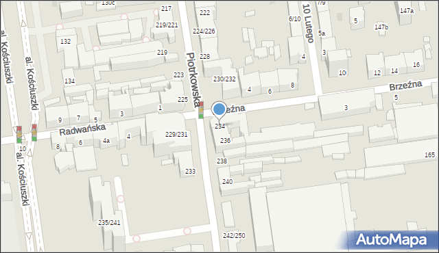 Łódź, Piotrkowska, 234, mapa Łodzi