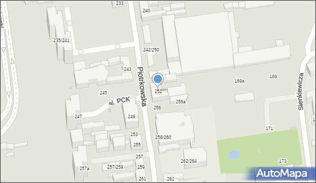 Łódź, Piotrkowska, 252, mapa Łodzi