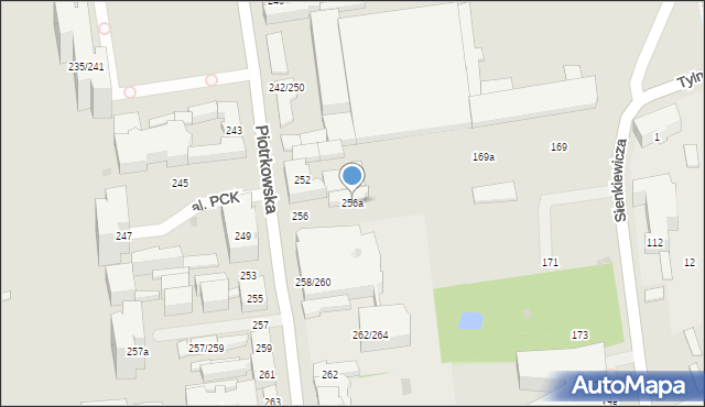 Łódź, Piotrkowska, 256a, mapa Łodzi
