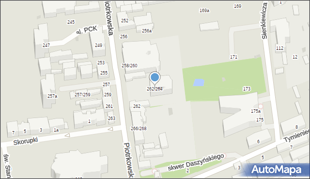 Łódź, Piotrkowska, 262/264, mapa Łodzi