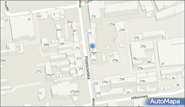 Łódź, Piotrkowska, 272b, mapa Łodzi
