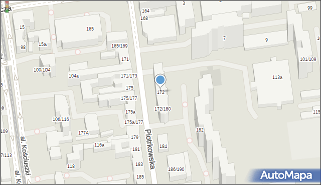 Łódź, Piotrkowska, 172, mapa Łodzi
