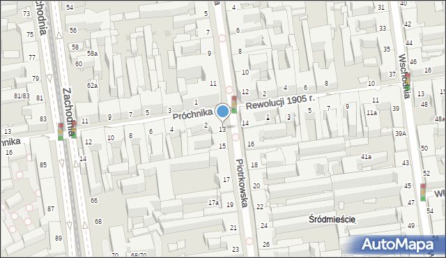 Łódź, Piotrkowska, 13, mapa Łodzi