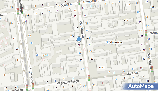 Łódź, Piotrkowska, 21, mapa Łodzi