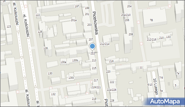 Łódź, Piotrkowska, 211, mapa Łodzi