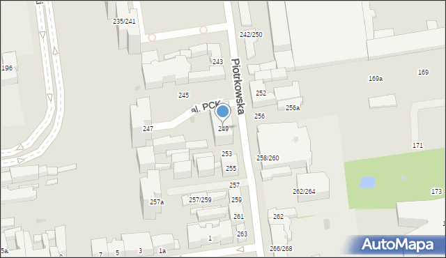 Łódź, Piotrkowska, 249/251, mapa Łodzi