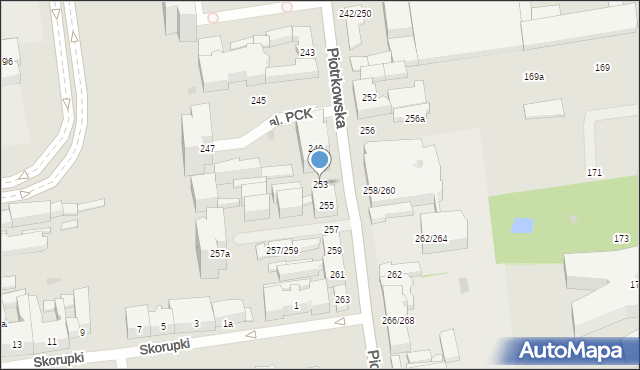 Łódź, Piotrkowska, 253, mapa Łodzi
