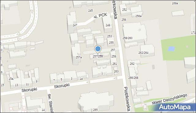 Łódź, Piotrkowska, 257/259, mapa Łodzi