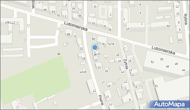 Łódź, Piwna, 25, mapa Łodzi