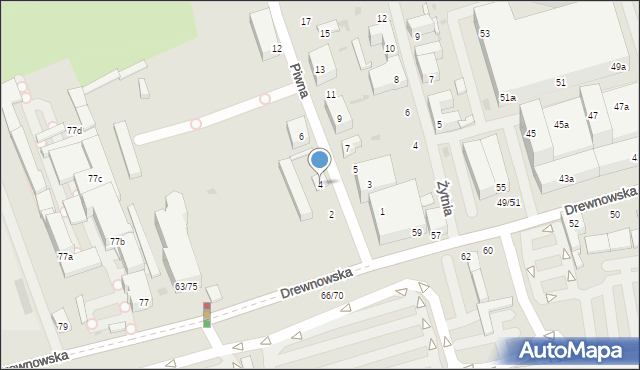 Łódź, Piwna, 4, mapa Łodzi