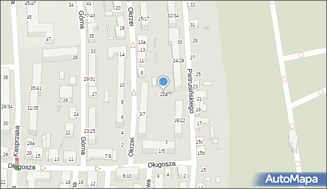 Łódź, Pietrusińskiego Jana, 22a, mapa Łodzi