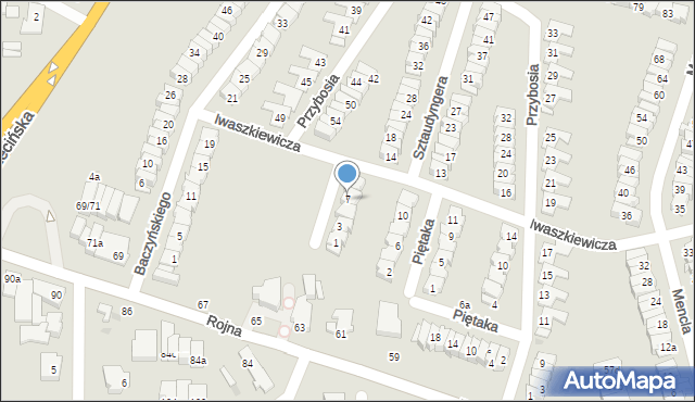 Łódź, Piętaka Stanisława, 7, mapa Łodzi