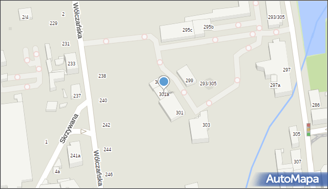 Łódź, Piotrkowska, 301a, mapa Łodzi