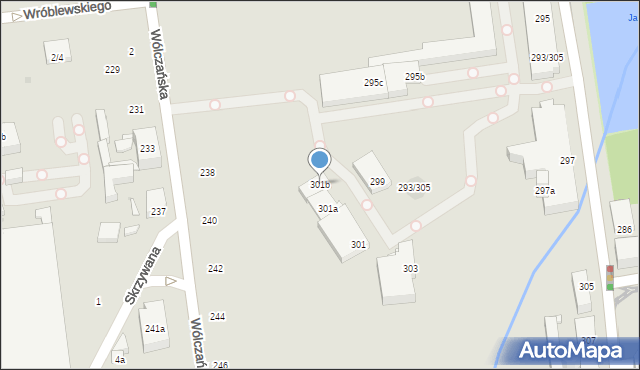 Łódź, Piotrkowska, 301b, mapa Łodzi