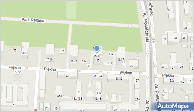 Łódź, Piękna, 35/39, mapa Łodzi