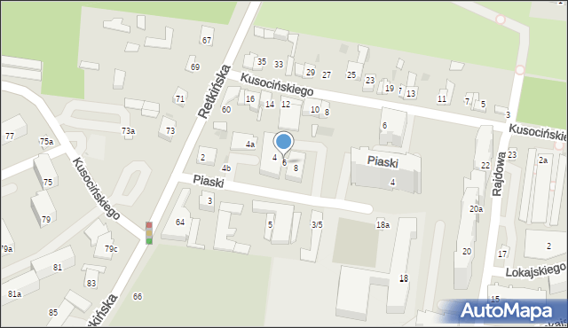 Łódź, Piaski, 6, mapa Łodzi