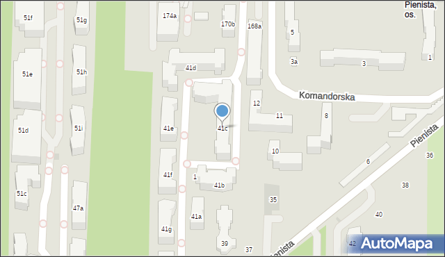 Łódź, Pienista, 41c, mapa Łodzi