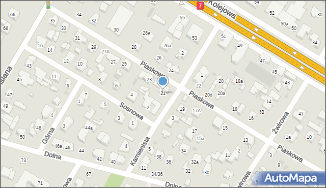 Łomianki, Piaskowa, 21, mapa Łomianki