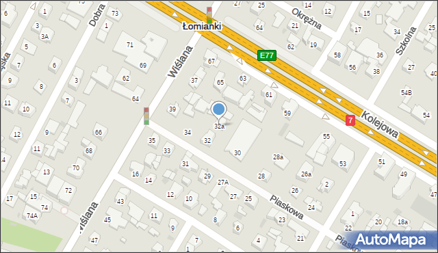 Łomianki, Piaskowa, 32a, mapa Łomianki
