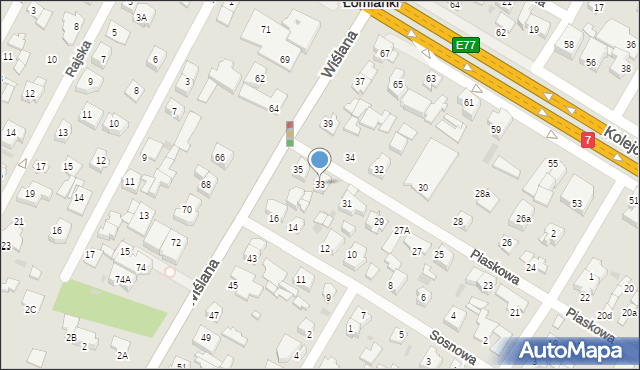 Łomianki, Piaskowa, 33, mapa Łomianki