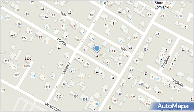 Łomianki, Pilcha Adolfa, mjr., 4, mapa Łomianki