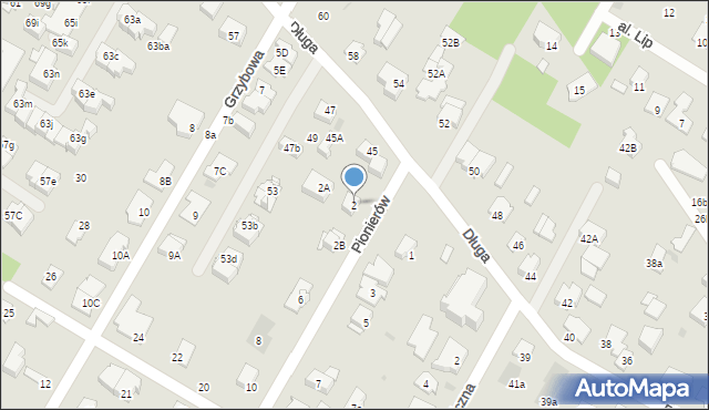 Łomianki, Pionierów, 2, mapa Łomianki