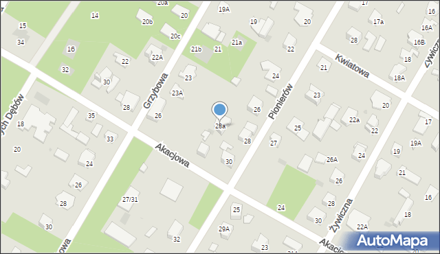 Łomianki, Pionierów, 28a, mapa Łomianki