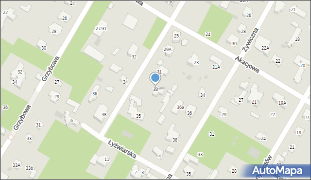 Łomianki, Pionierów, 33, mapa Łomianki