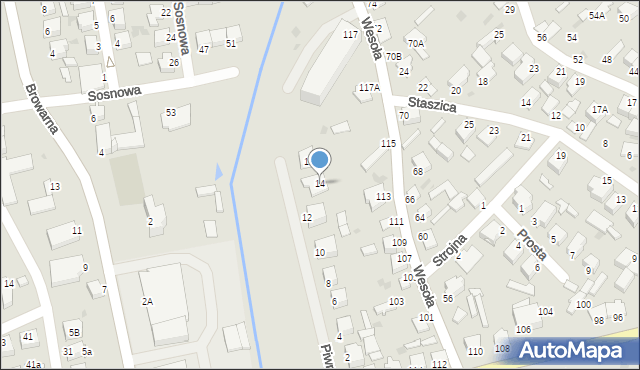 Łomża, Piwna, 14, mapa Łomży