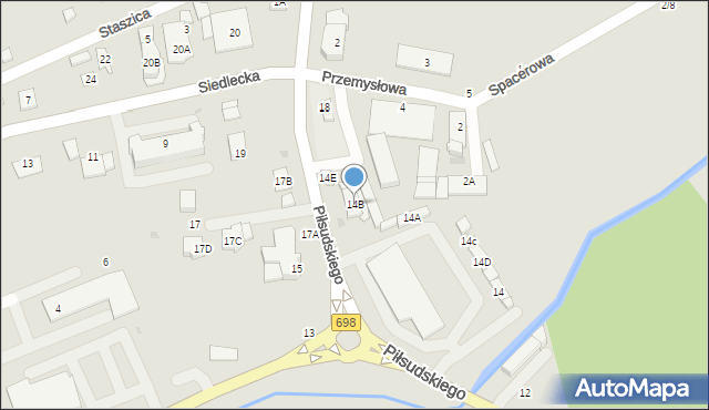 Łosice, Piłsudskiego Józefa, marsz., 14B, mapa Łosice