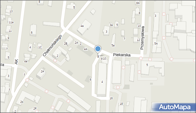 Łowicz, Piekarska, 8, mapa Łowicza