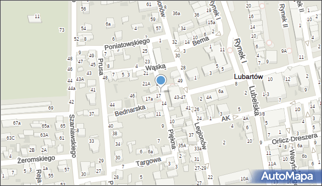 Lubartów, Piękna, 18, mapa Lubartów