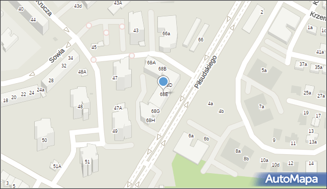 Lubin, Piłsudskiego Józefa, marsz., 68E, mapa Lubin