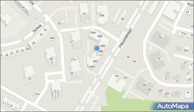 Lubin, Piłsudskiego Józefa, marsz., 68F, mapa Lubin