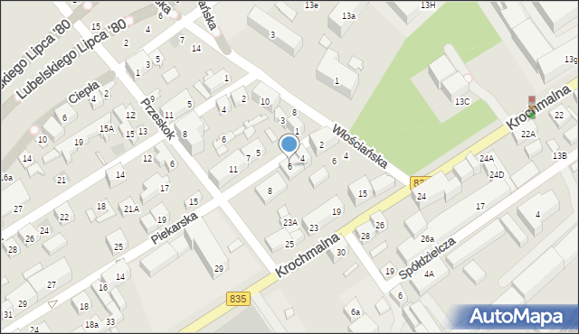 Lublin, Piekarska, 6, mapa Lublina